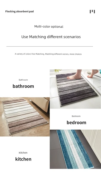 Kaymaz Emici Banyo Paspası - 45x65cm Piyano Tuşları Gri - 10