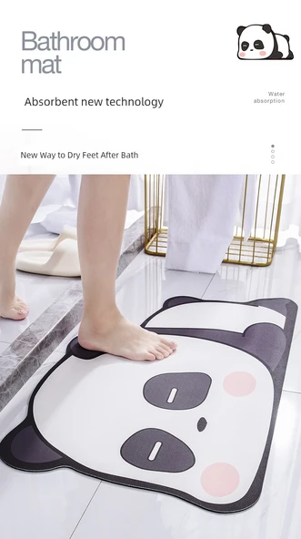 Yumuşak Silikon Diatomit Banyo Paspası - 170x240 cm - Panda-Bambu - 8