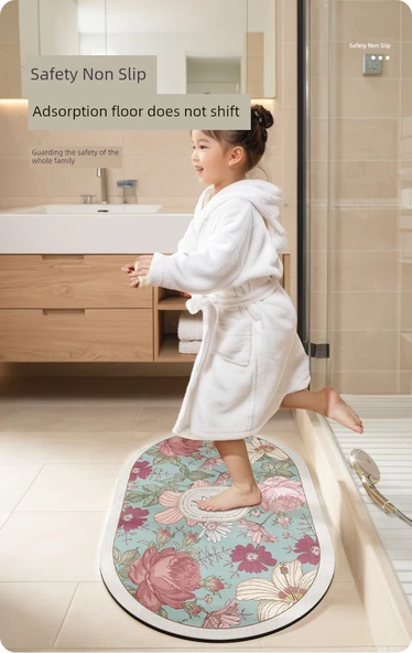 Kaymaz Banyo Paspası - Gül Pembesi - 40x60cm - 11