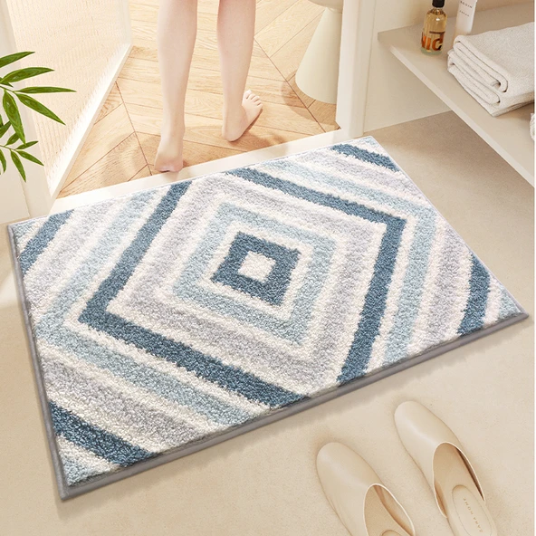 Su Emici Kaymaz Banyo Paspası - 50x75cm - Eko-Mavi