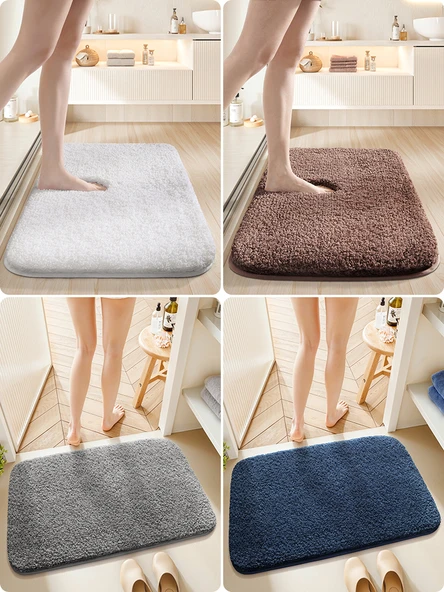 Kaymaz Hızlı Kuruyan Banyo Paspası - 60x90cm - Azure Mavi - 6