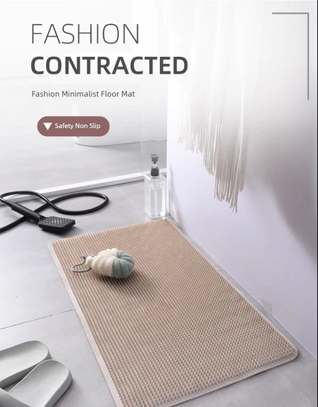 Kaymaz PVC Banyo Halısı - 44x74cm - Masaj Özellikli - Gri - 7
