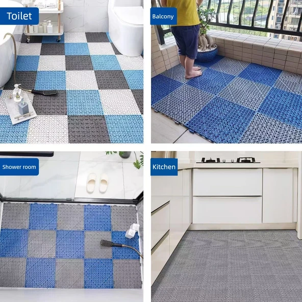 30x30 Mavi Su Yalıtımlı Drenajlı Banyo Halısı - 15mm - 10