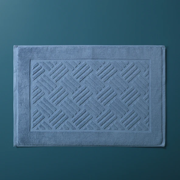 Pamuklu Banyo Paspası - Kaymaz - 40cm x 60cm - Deniz Mavisi