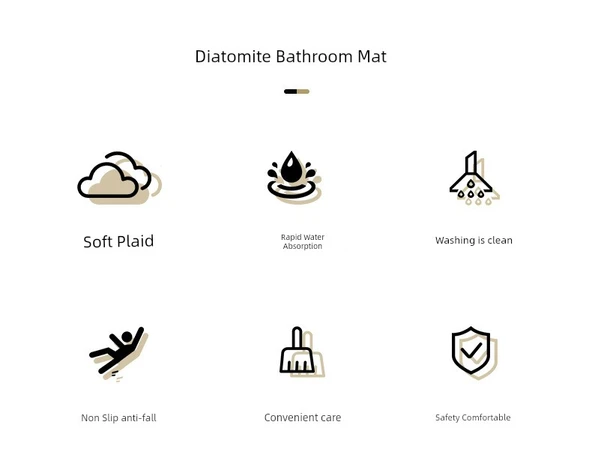 Diatomit Oval Banyo Paspası 60 x 90cm - Naturel Gri - 9