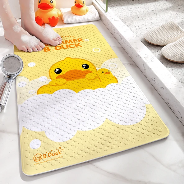 Çizgi Film Ördek Banyo Kaymaz Paspas - 50x80cm Kabarcık Banyosu Ördek