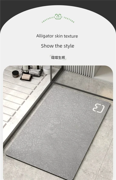 Diyatomit Kaymaz Banyo Paspası 60x90 cm - Kediler Bej - 11