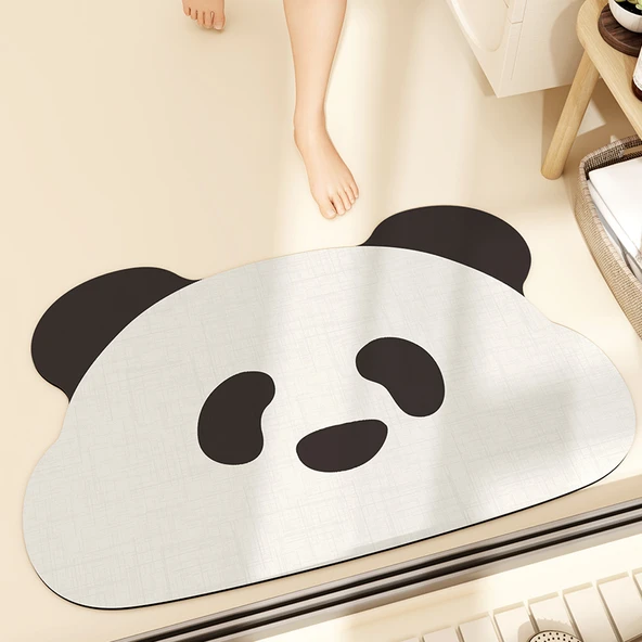 Çizgi Film Desenli Emici Kaymaz Banyo Paspası - 50x80cm Şişman Panda