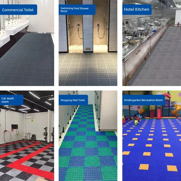 30x30 Mavi Su Yalıtımlı Drenajlı Banyo Halısı - 15mm - 9