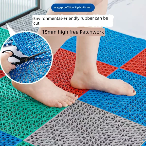 30x30 Mavi Su Yalıtımlı Drenajlı Banyo Halısı - 15mm - 3
