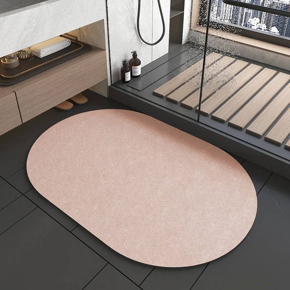 Diatomit Oval Banyo Paspası 50 x 80cm - Naturel Kahverengi
