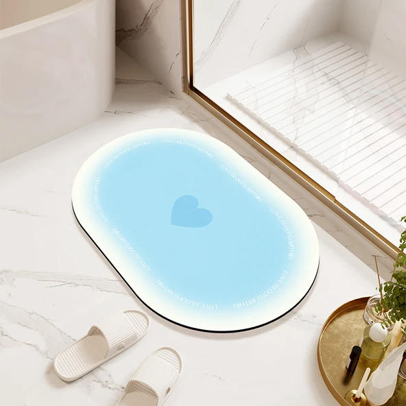 60x90cm Diatomit Banyo Paspası - Mavi Sonbahar