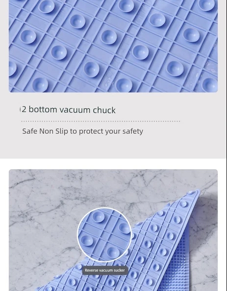 Kaymaz PVC Banyo Halısı - 44x74cm - Masaj Özellikli - Gri - 12