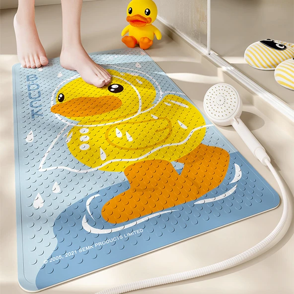 Kaymaz Banyo Paspası - Küçük Sarı Ördek - 40x70 cm - Yağmurluklu Ördek Desenli