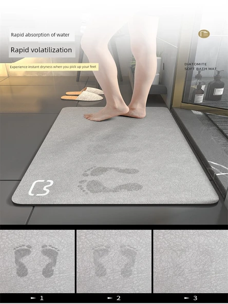 Diyatomit Kaymaz Banyo Paspası 50x80 cm - Kedi Kafası Koyu Yeşil - 4