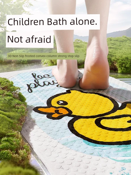Kaymaz Banyo Paspası - Küçük Sarı Ördek - 40x70 cm - Özgür Olma Desenli - 4