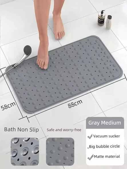 Kaymaz Banyo Paspası - Gri Dikdörtgen 58x88 cm