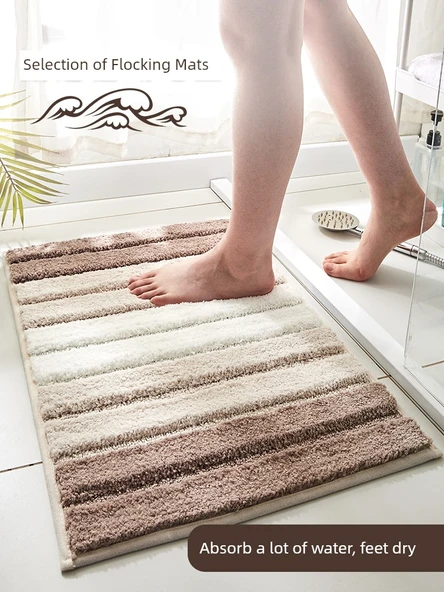 Piyano Tuşları Desenli Banyo Halısı - 50x80 cm - Camel - 6