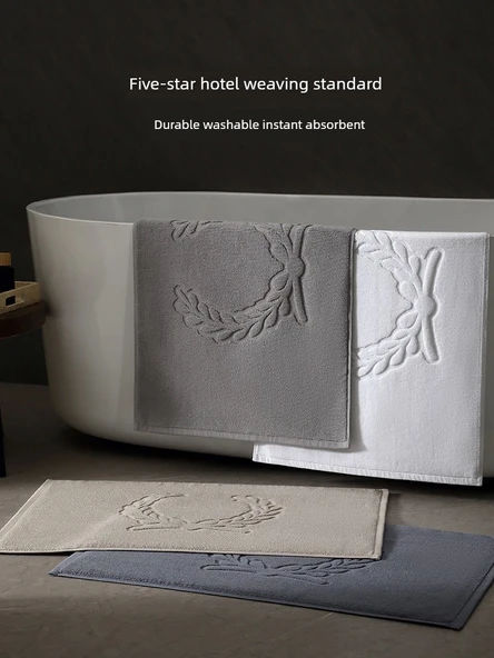 Pamuklu Banyo Paspası - Kaymaz - 50cm x 75cm - İş Grisi 2 - 4