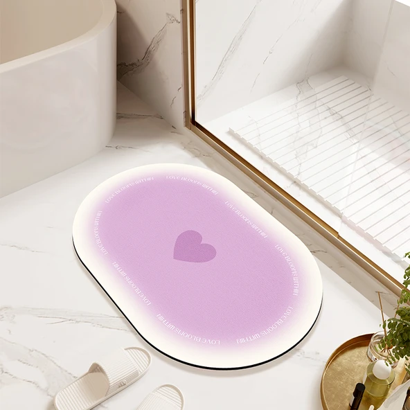 50x80cm Diatomit Banyo Paspası - Lavanta Moru