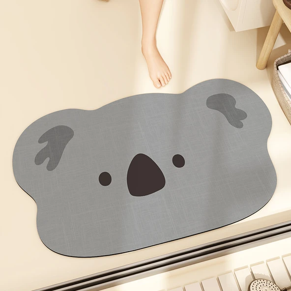 Çizgi Film Desenli Emici Kaymaz Banyo Paspası - 50x80cm Zıplayan Koala