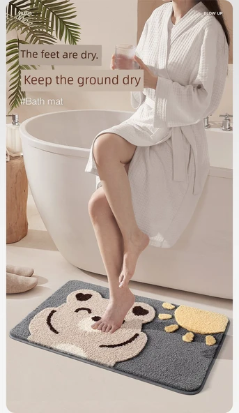 Çizgi Film Desenli Emici Banyo Paspası 50x80cm - Sevimli Kaplan - 9