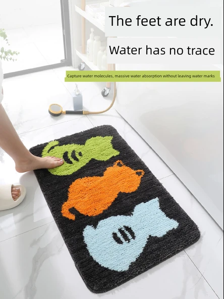 Kaymaz Banyo Paspası - 38x58 cm - Üç Küçük Desenli - 2