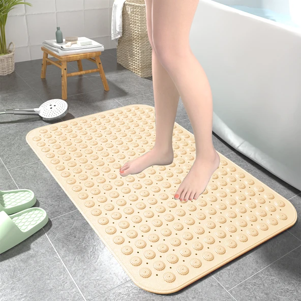 Kaymaz PVC Banyo Paspası - 58cm x 88cm - Kayısı Sarısı - Masajlı