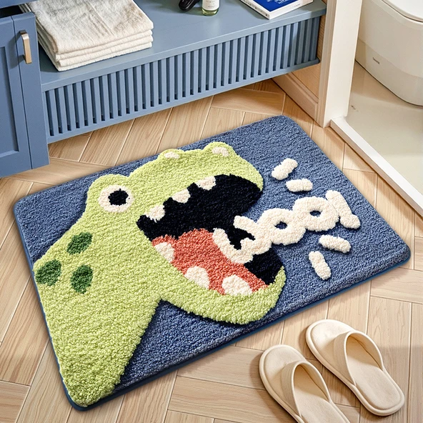 Çizgi Film Desenli Emici Banyo Paspası 40x60cm - Kükreyen Ejderha