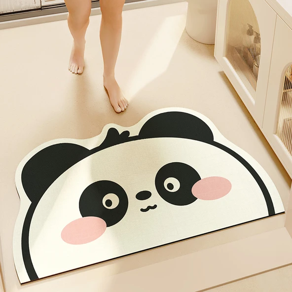 Çizgi Film Desenli Emici Kaymaz Banyo Paspası - 40x60cm Meng Ji Ji Ji Panda
