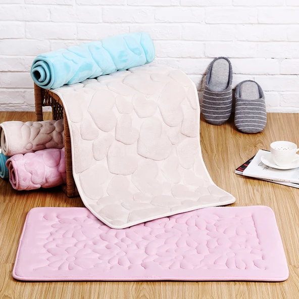 Kaymaz Lavabo Önü Banyo Paspası - Pembe (45x75 cm) - 4