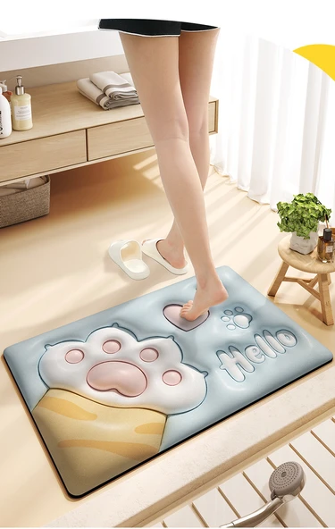 Çizgi Film 3D Banyo Paspası - 50x80cm - Kedi Pati Desenli - 12