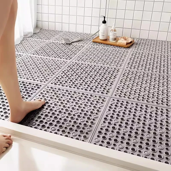 Kaymaz Banyo Paspası 30x30cm - Kül Rengi (Kalınlaştırılmış, Yumuşak) - 1 Adet