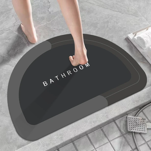 Çizgi Film Desenli Banyo Diatomit Çamur Paspası - Yarım Ay Set 4 - 40x60cm
