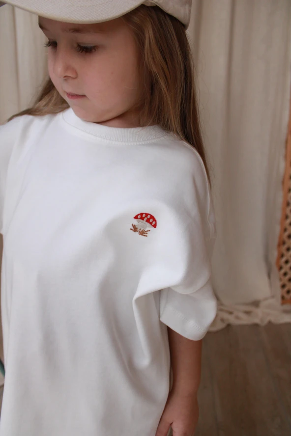 Mantar Nakışlı Oversize T-shirt - Resim 2