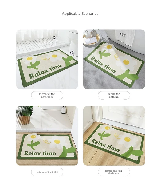 Kaymaz Emici Banyo Paspası - 50x80 cm - İlişkili Çiçekler - 11