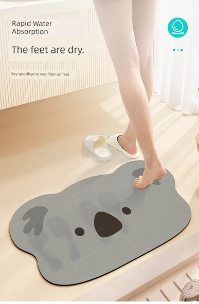 Çizgi Film Desenli Emici Kaymaz Banyo Paspası - 40x60cm Meng Ji Ji Ji Panda - 11