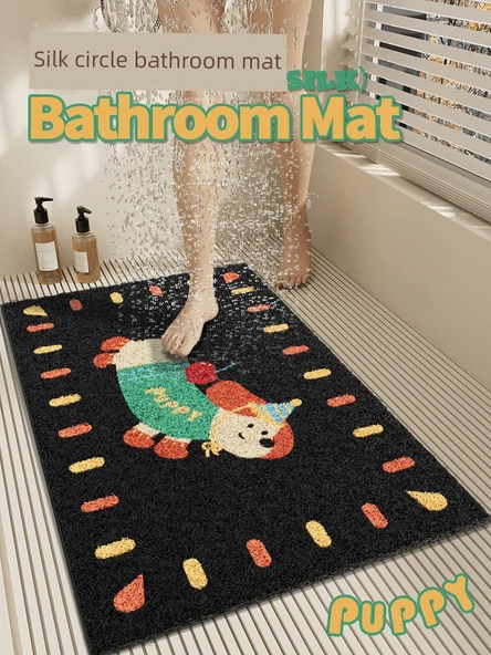 Kaymaz PVC Banyo Paspası - 60x120cm - Yavru Köpek Partisi-2 Desenli - 3