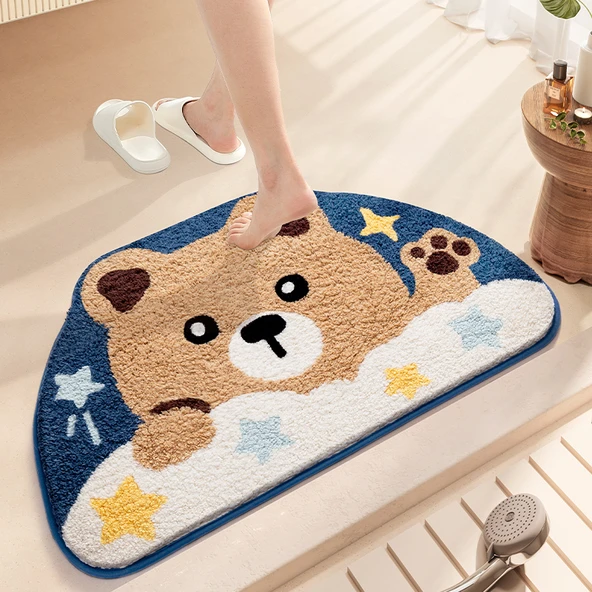 Çizgi Film Desenli Emici Banyo Paspası 45x75cm - Nebula Ayı