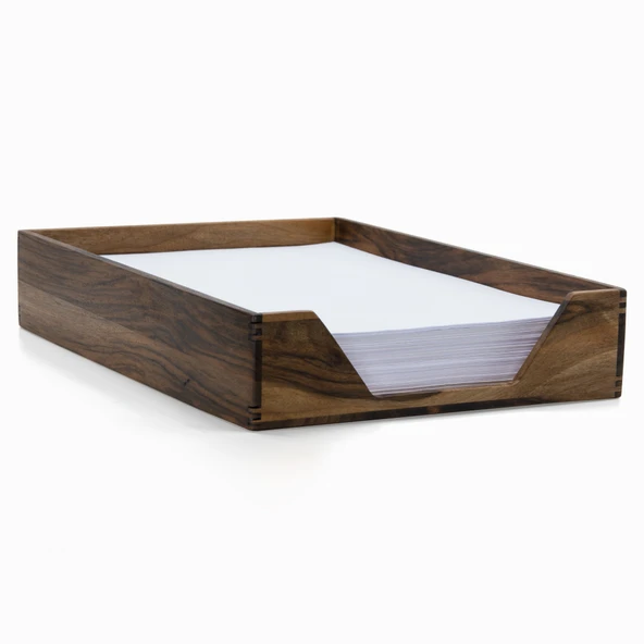 Woodsaka Reka A4 Kağıt Tepsisi & Evrak Kutusu - Ceviz - 500 Adet Kağıt Alır - 26.4cm x 36.5cm x 6.2cm - 3