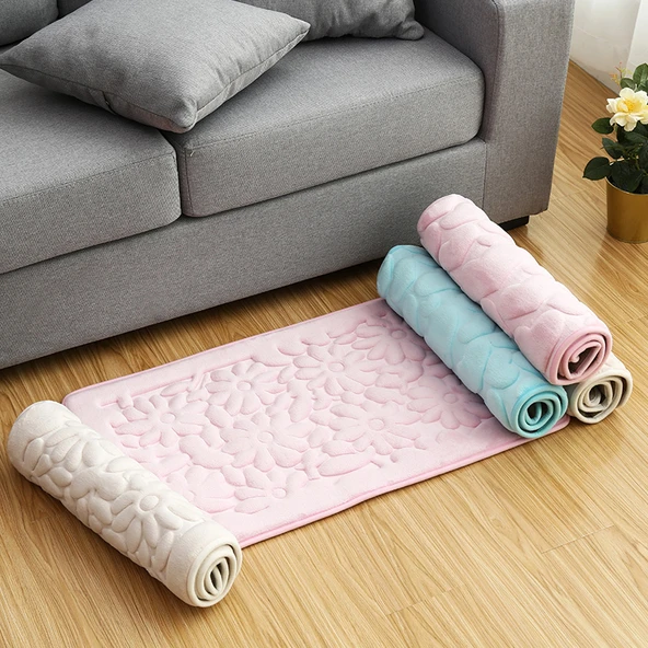 Kaymaz Lavabo Önü Banyo Paspası - Pembe (45x75 cm) - 5