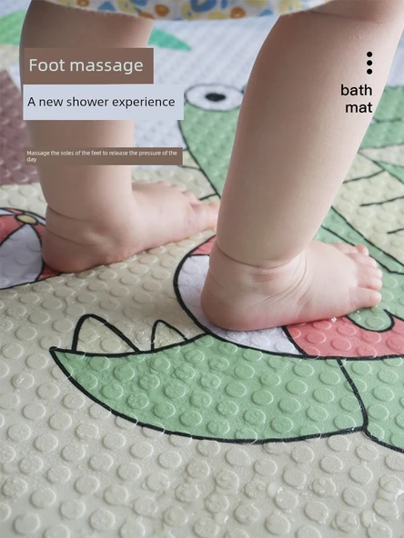 Kaymaz Yuvarlak PVC Banyo Paspası - 65x65cm - Garip Köpek-1 - Resim 4