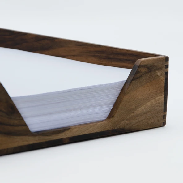 Woodsaka Reka A4 Kağıt Tepsisi & Evrak Kutusu - Ceviz - 500 Adet Kağıt Alır - 26.4cm x 36.5cm x 6.2cm