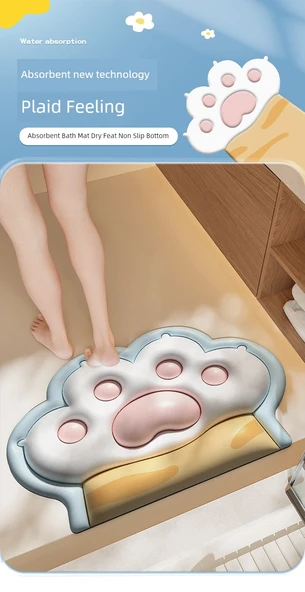 Çizgi Film 3D Banyo Paspası - 50x80cm - Etli Kedi Pençesi Desenli - 10