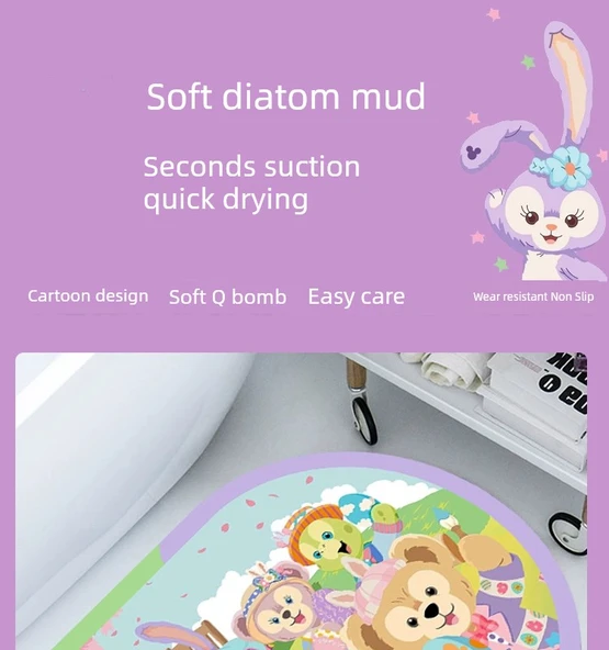 Sevimli Çizgi Film Hızlı Kuruyan Paspas - 60x40cm - Kulomi Koleksiyonu-1 - 7