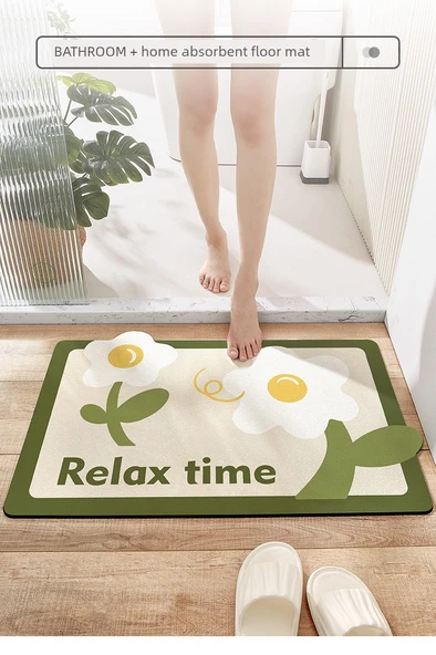 Kaymaz Emici Banyo Paspası - 50x80 cm - İlişkili Çiçekler - 10