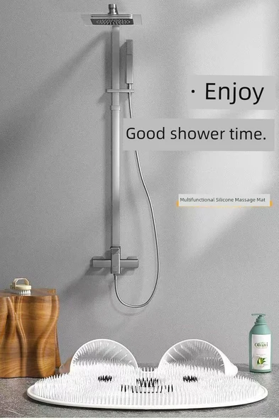 Kaymaz Tavşan Banyo Paspası - Ayak Masajlı Silikon Ped - Küçük Beyaz Tavşan (45x45cm) - 9