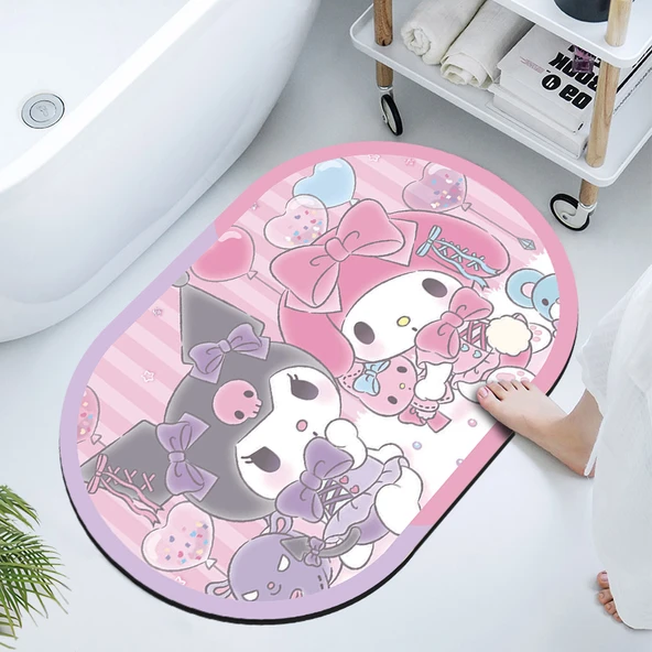 Sevimli Çizgi Film Hızlı Kuruyan Paspas - 80x50cm - Banyo Çizgi Film -03 - 4