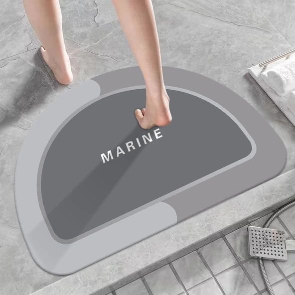 Çizgi Film Desenli Banyo Diatomit Çamur Paspası - Yarım Ay Set 6 - 50x80cm