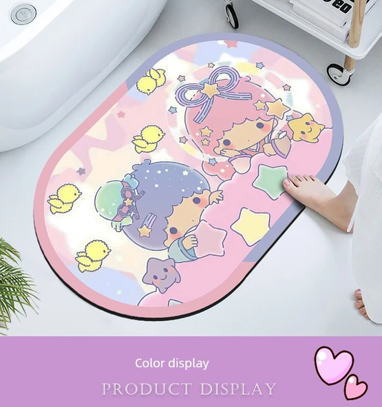 Sevimli Çizgi Film Hızlı Kuruyan Paspas - 80x50cm - Banyo Çizgi Film -26 - 9